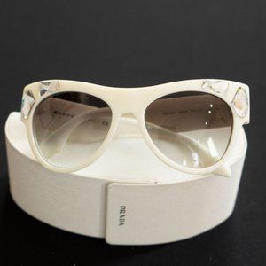 Prada Ivory Sunglasses with Crystals and Case